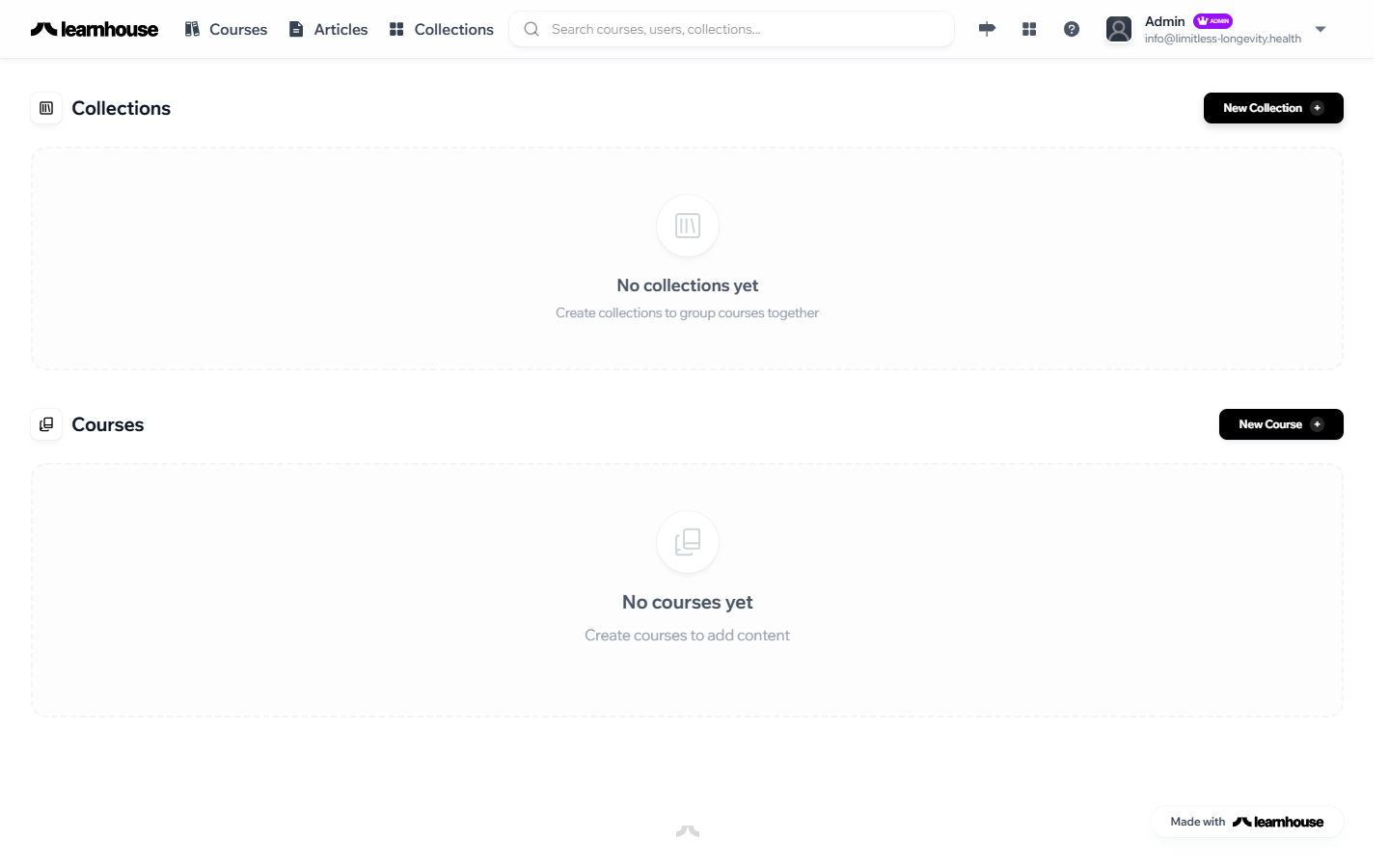 The PATHS dashboard after logging in